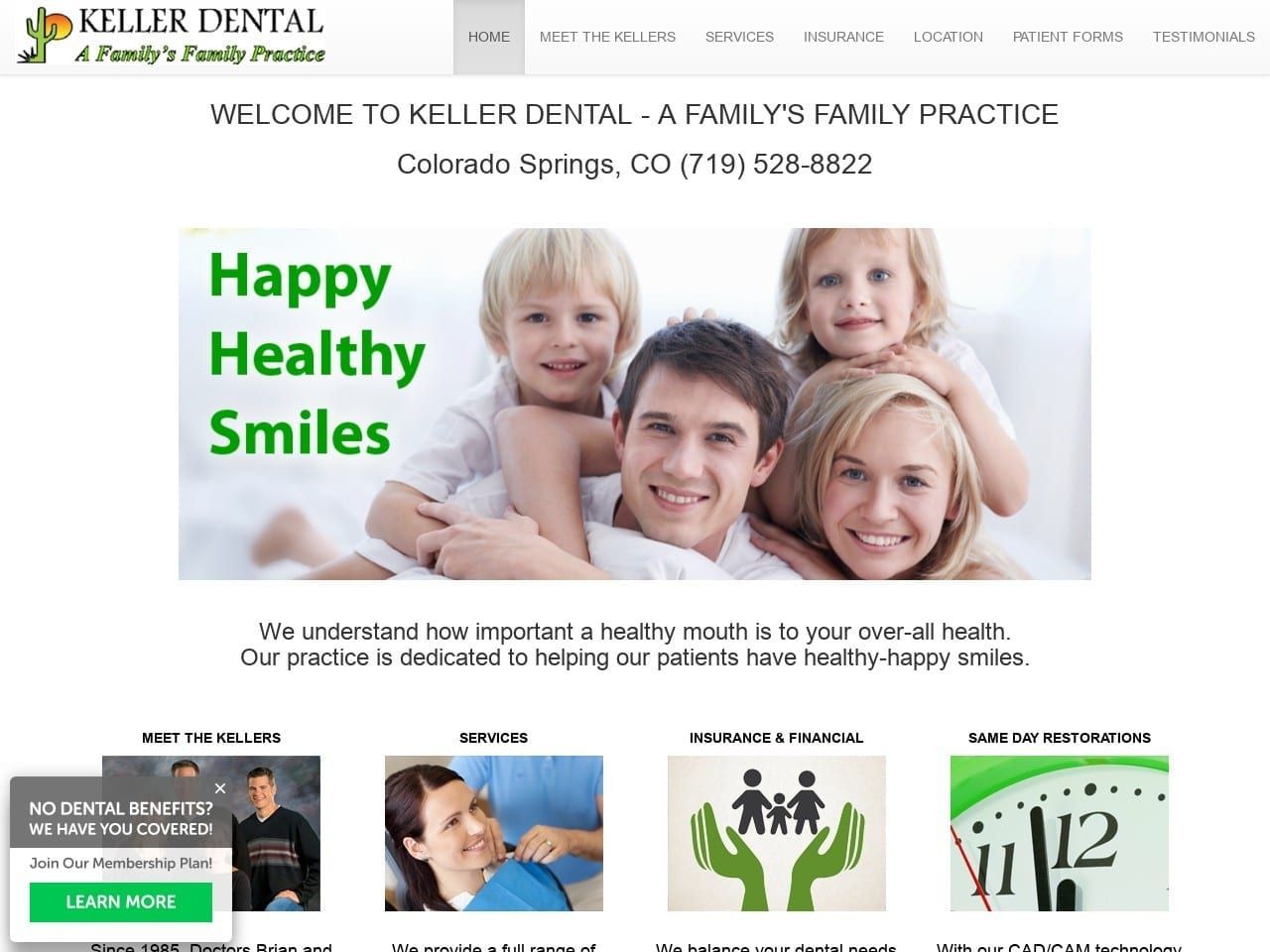 Keller Dental Care Website Screenshot from kellerdental.com