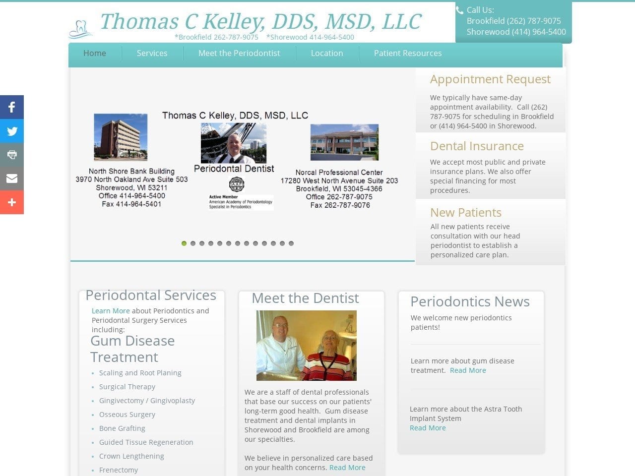 Thomas C. Kelley D.D.S. M.S.D Website Screenshot from kelleyperio.com