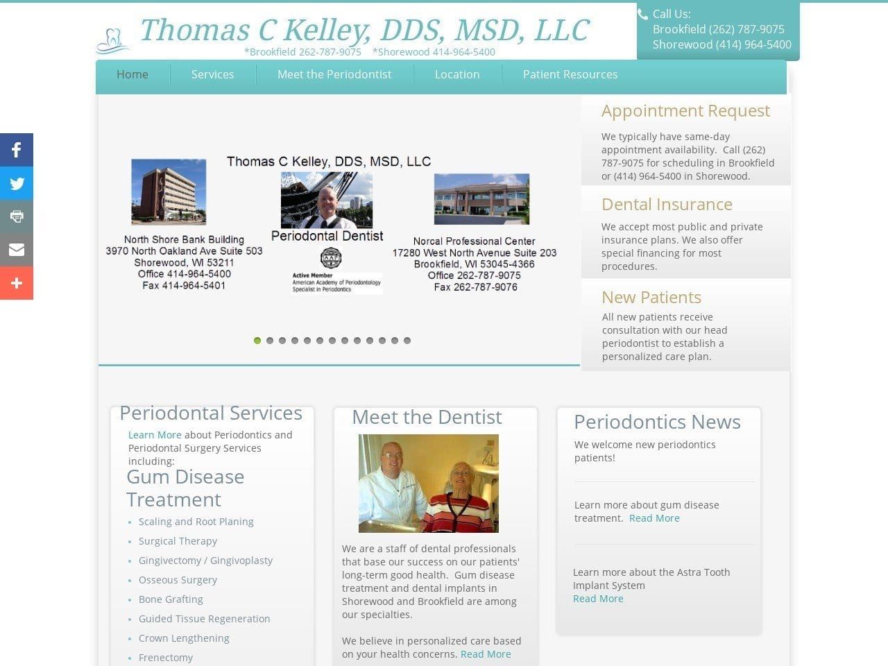 Thomas C. Kelley D.D.S. M.S.D Website Screenshot from kelleyperio.com