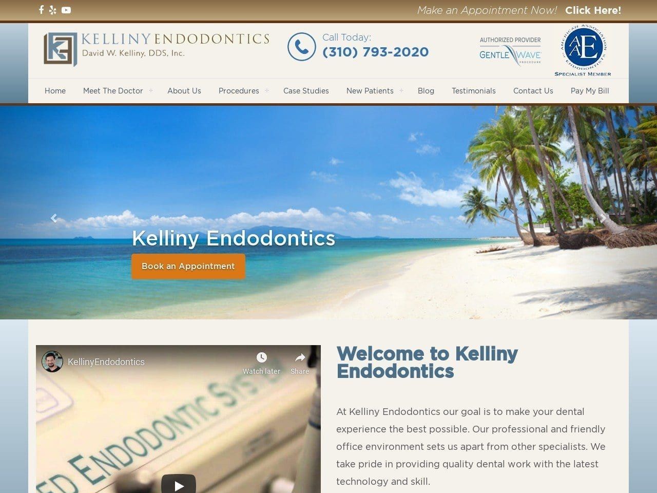 Kelliny Endodontics Website Screenshot from kellinyendodontics.com