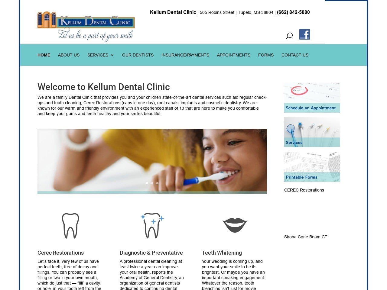 Kellum Dental Website Screenshot from kellumdental.com