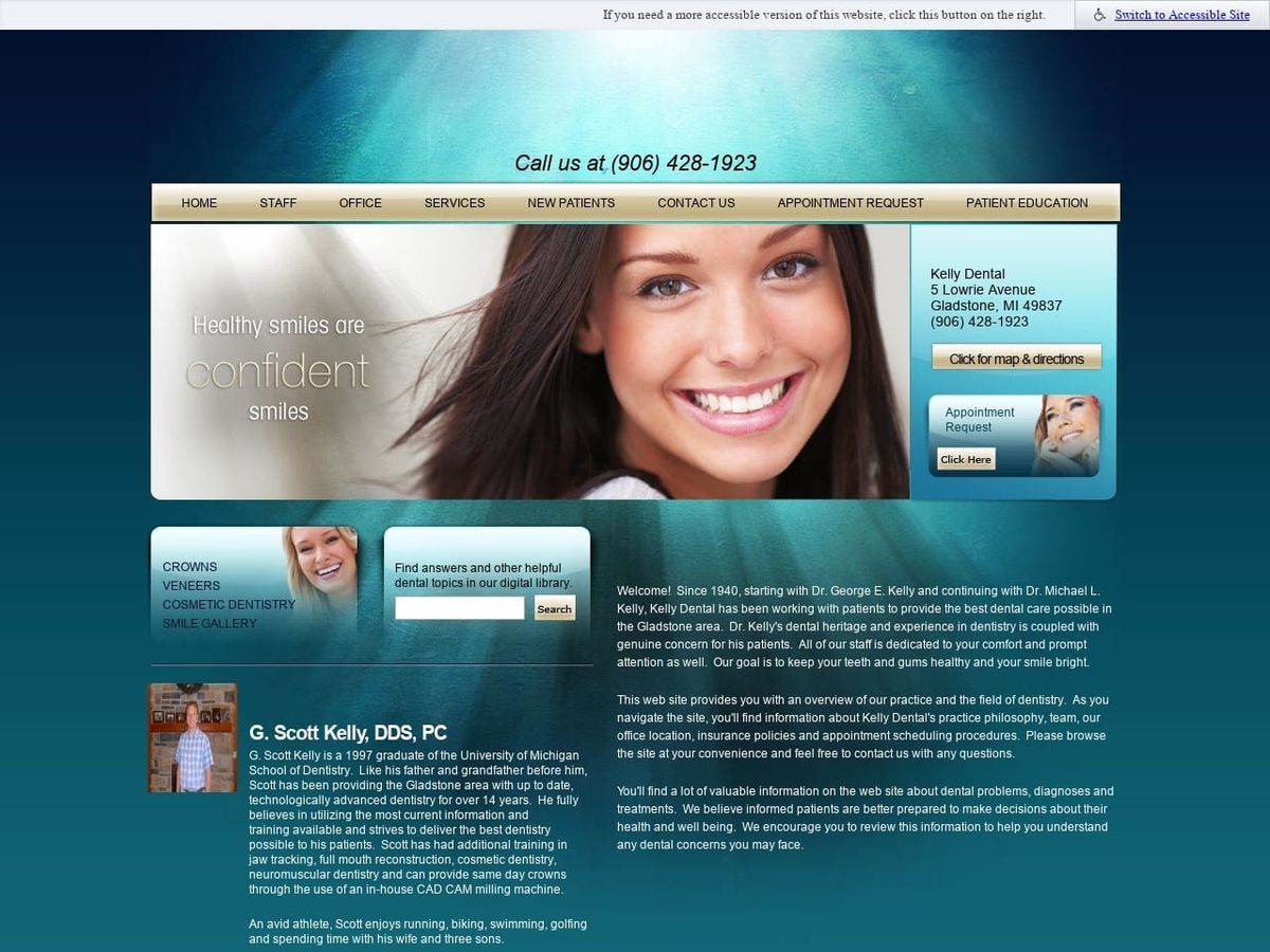 G. Scott Kelly DDS PC Website Screenshot from kellydental.net