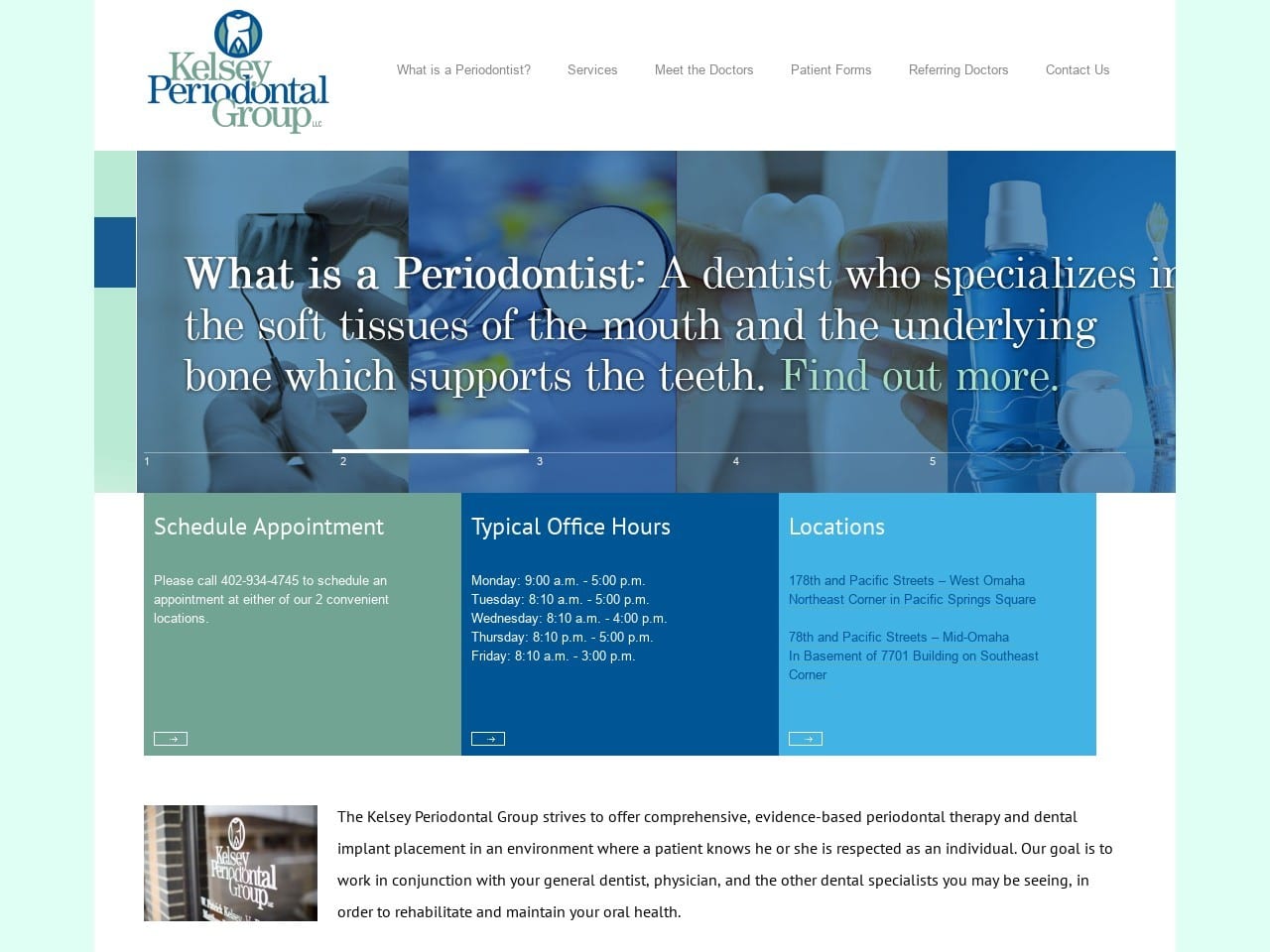 Kelsey Periodontal Group Website Screenshot from kelseyperio.com