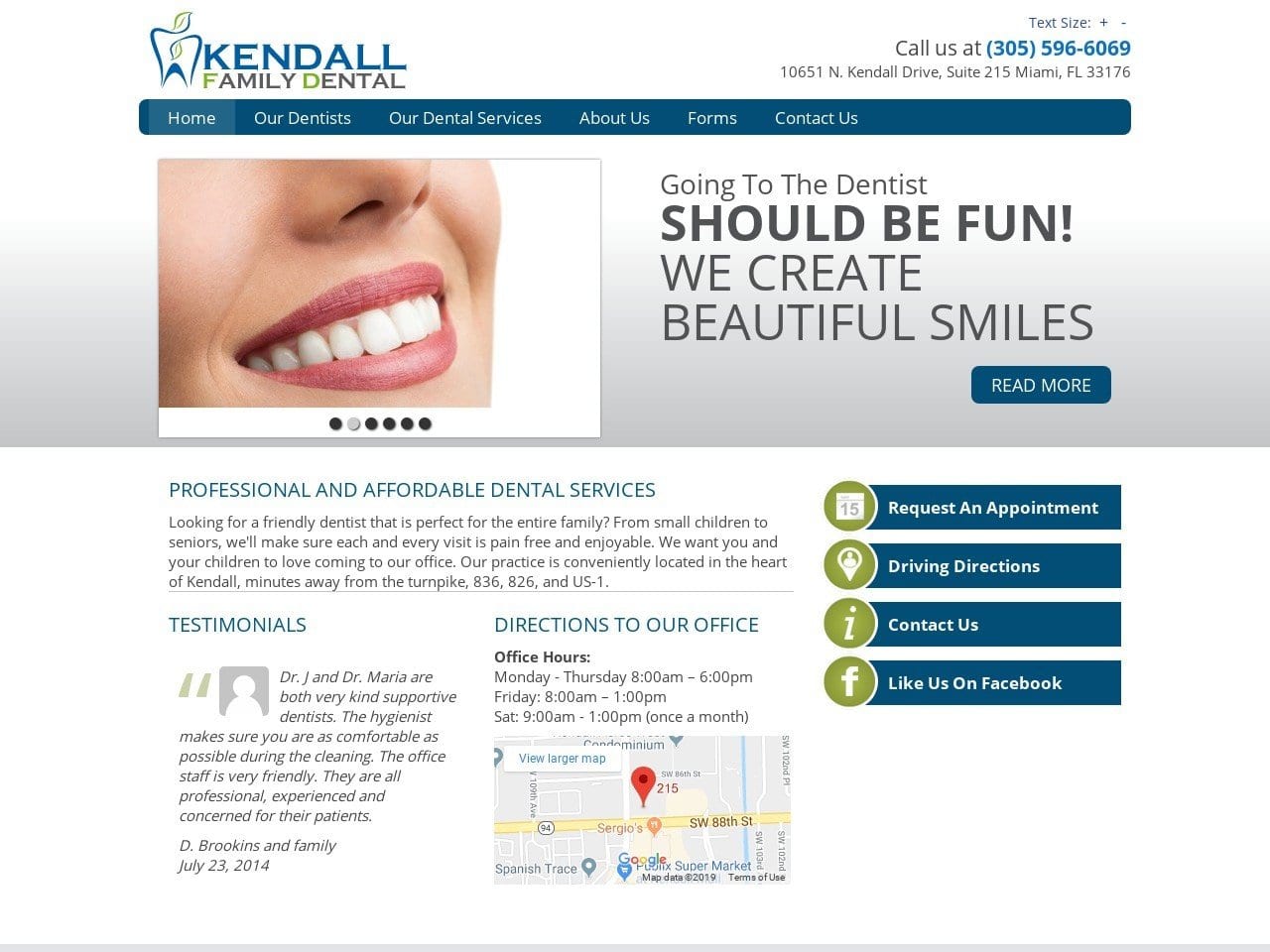 Dr.Maria Gonzalez Website Screenshot from kendallfamilydental.com