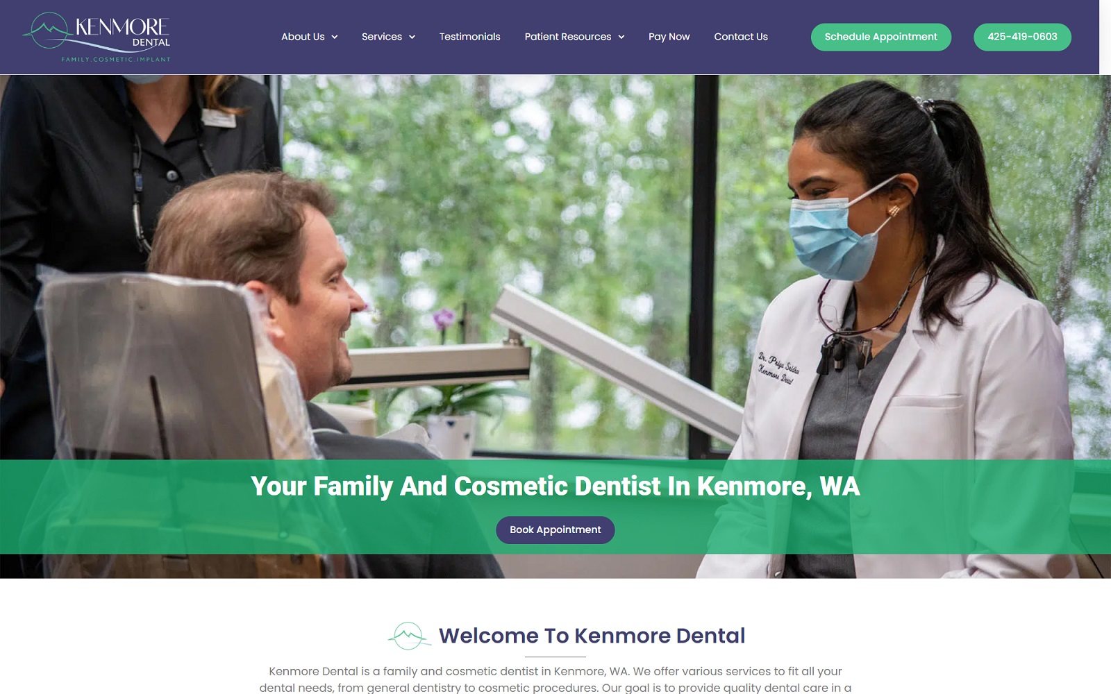 kenmoredental.com screenshot