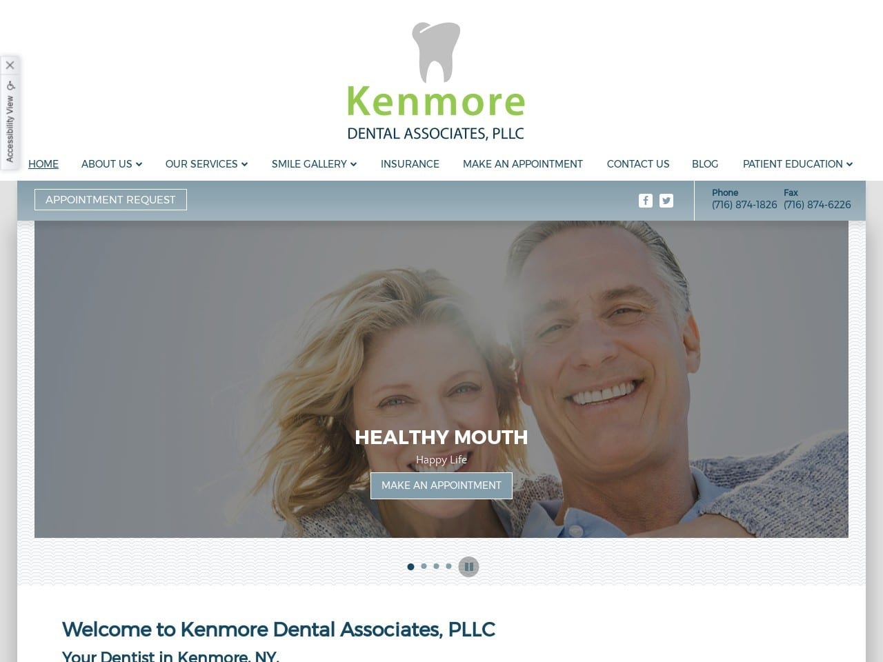 Kenmore Dental Associates LLP Website Screenshot from kenmoredentalbuffalony.com