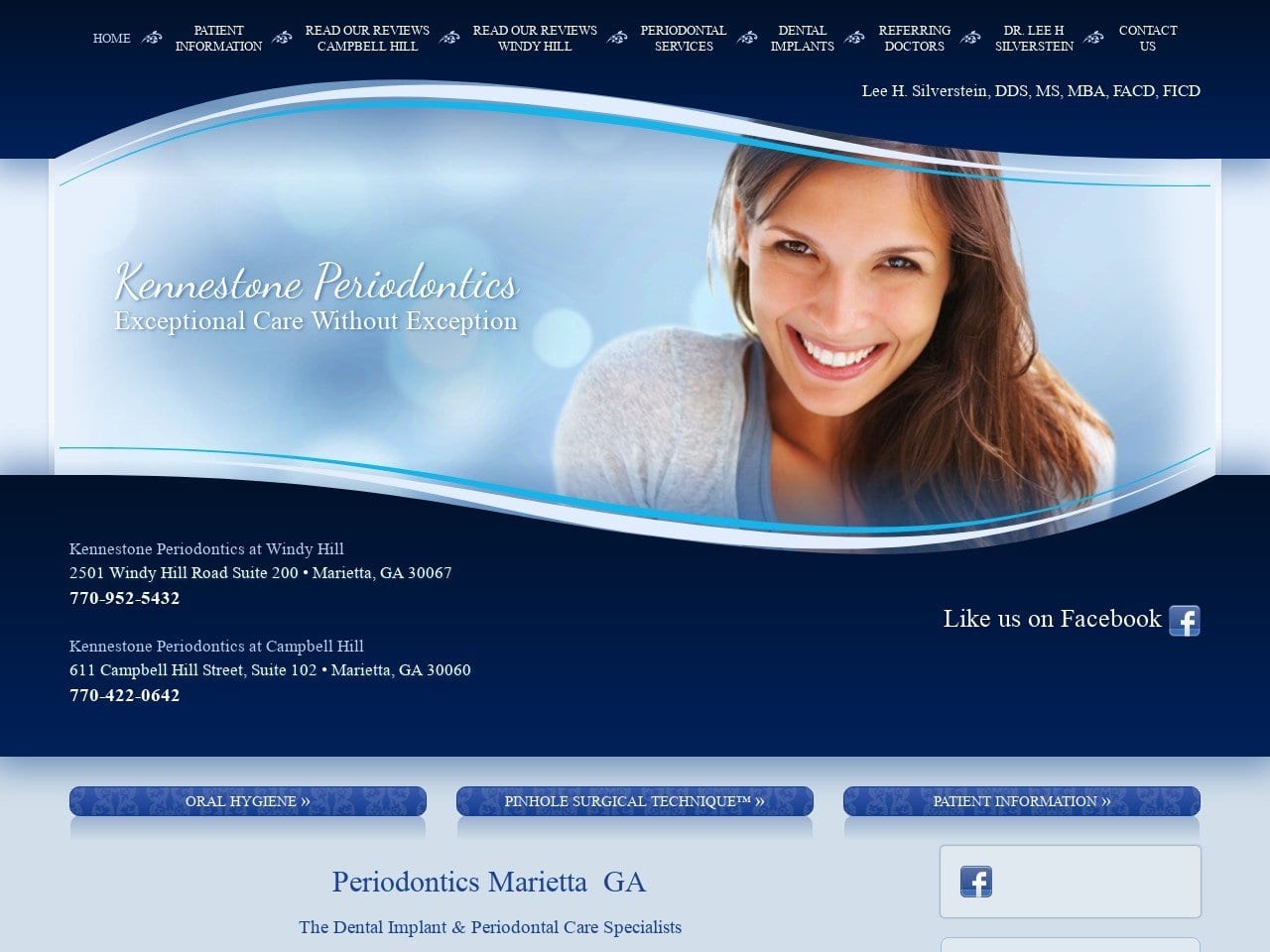 Kennestone Periodontics PC Website Screenshot from kennestoneperiodontics.com