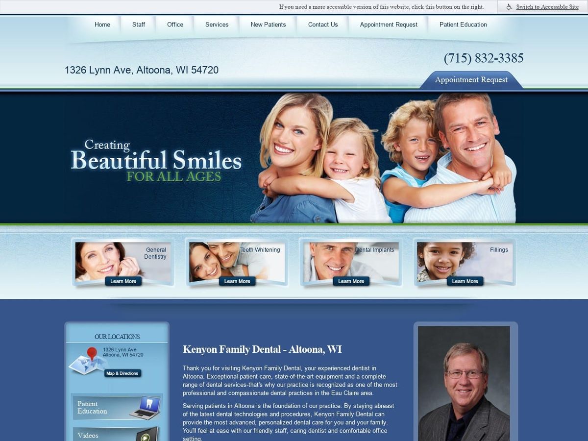 Kenyon Family Dental Website Screenshot from kenyonfamilydental.com