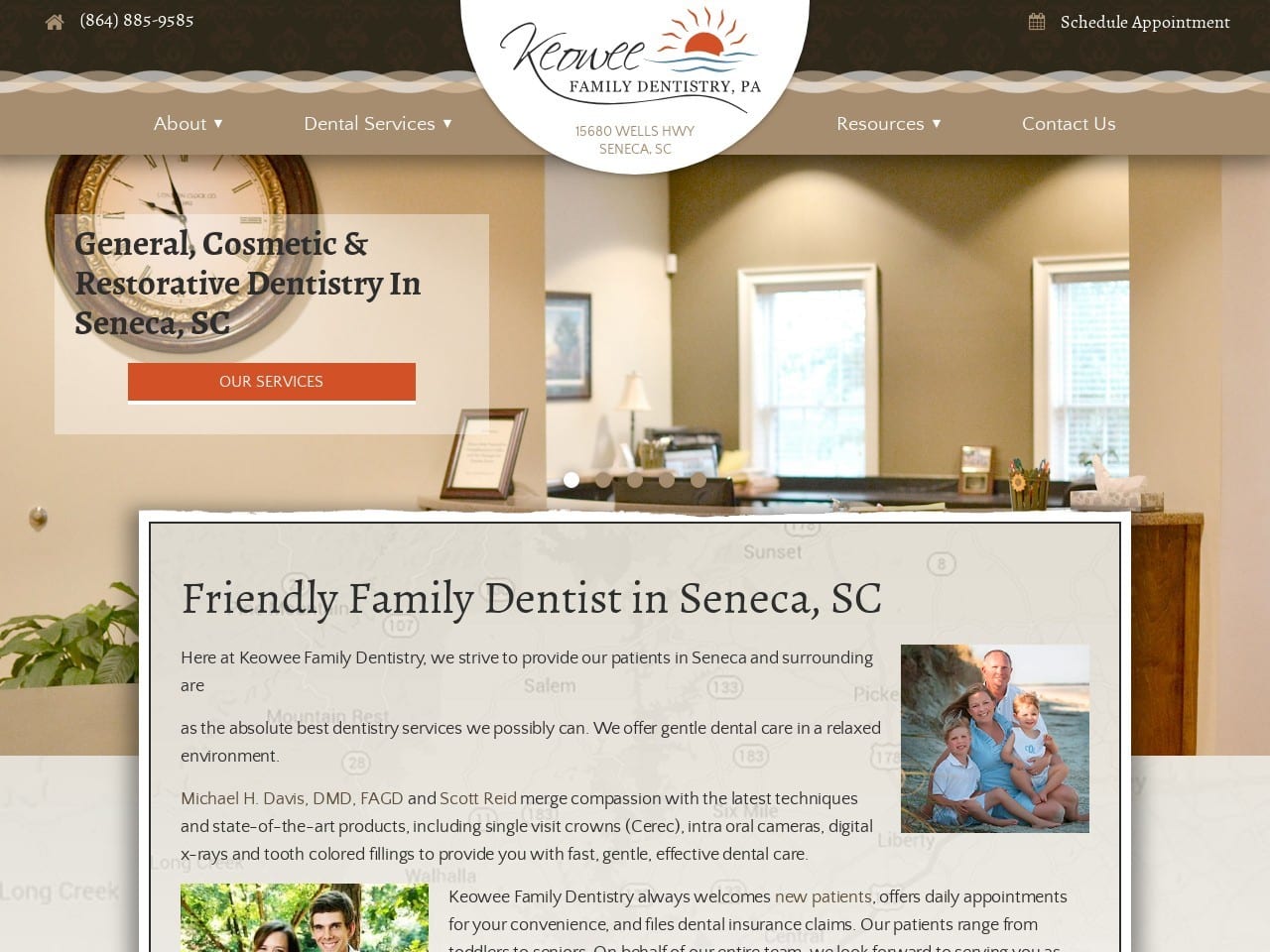 Keowee Family Dentistry Website Screenshot from keoweefamilydentistry.com