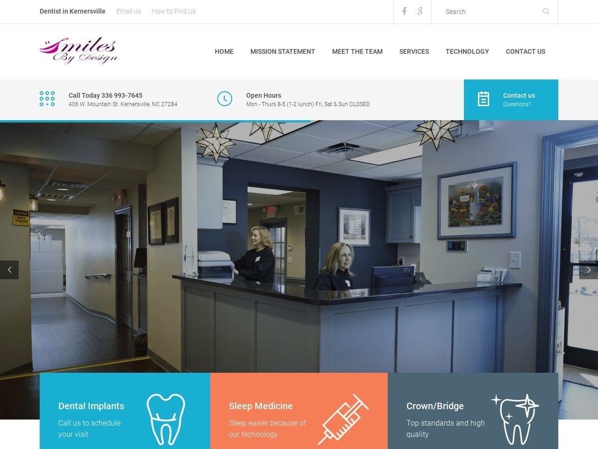 Smiles By Design Website Screenshot from kernersvillesmiles.net