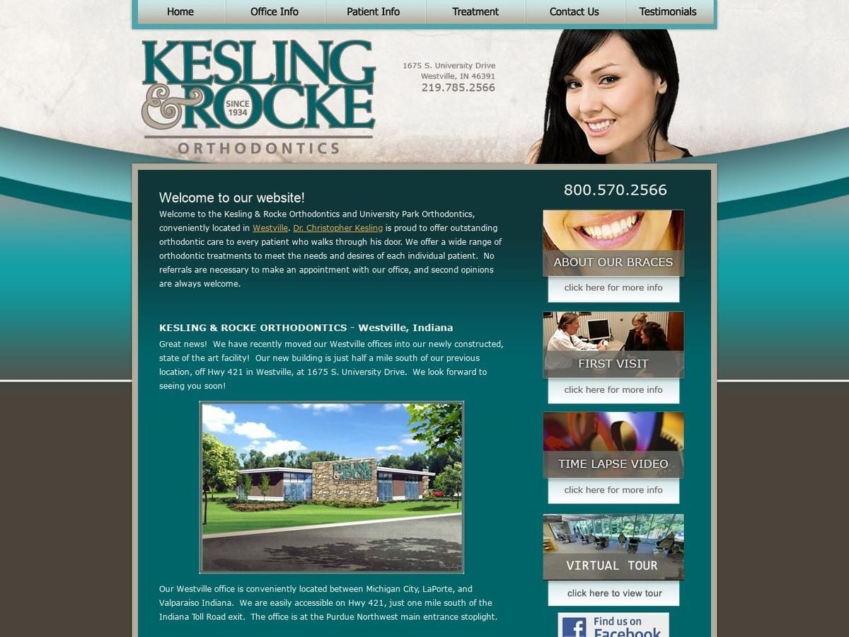 Kesling Dentist Website Screenshot from kesling-rocke.com