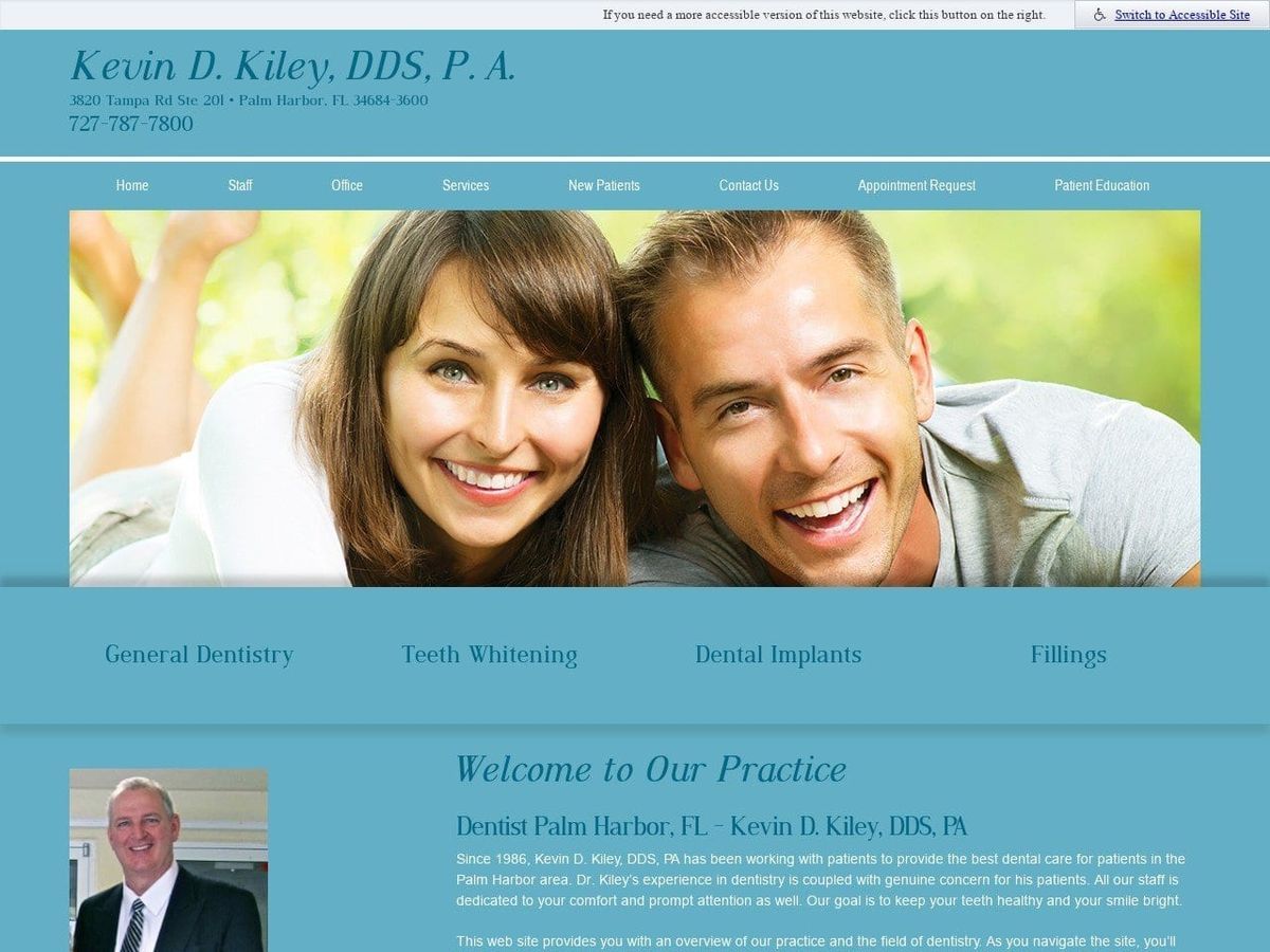 Kevin D. Kiley DDS PA Website Screenshot from kevinkileydds.com