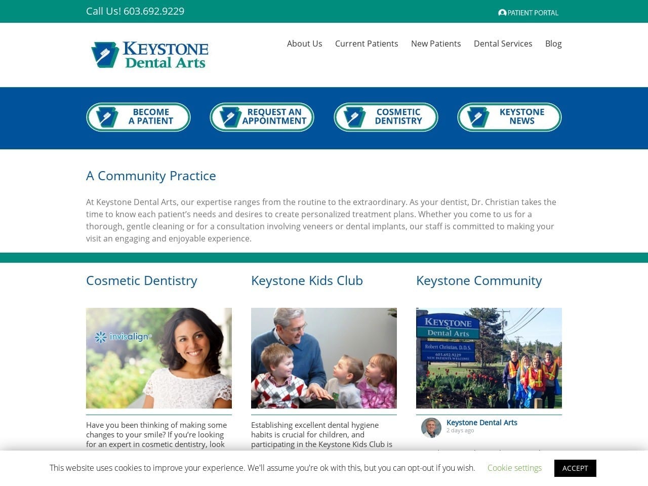 Keystone Dental Arts Website Screenshot from keystonedentalarts.com