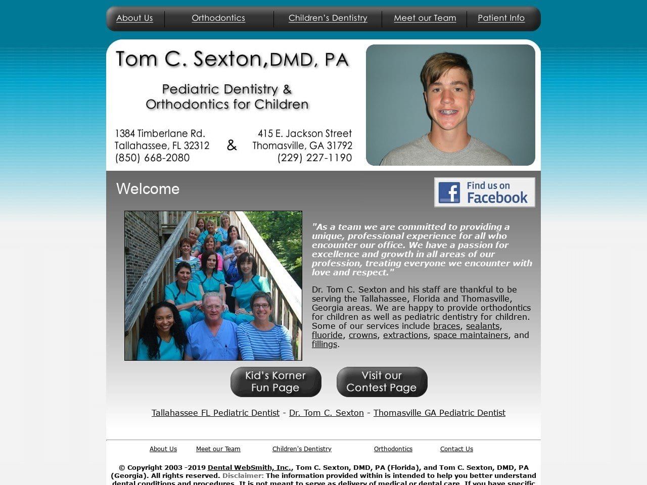 Tom C. Sexton DMD Website Screenshot from kidbraces.com