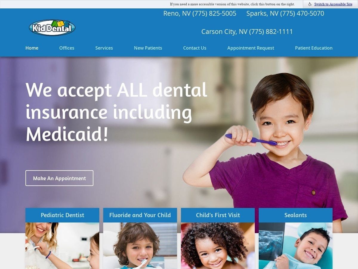 Kid Dental Website Screenshot from kiddentalreno.com