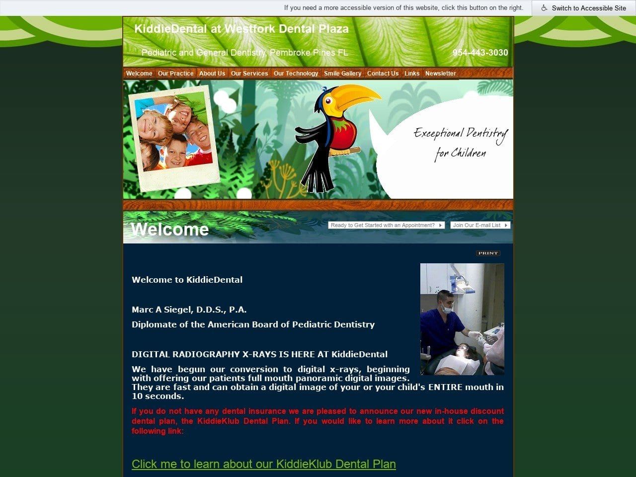 Siegel Dental Center Website Screenshot from kiddiedental.com