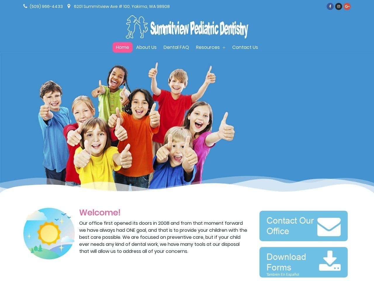 Summitview Pediatric Dentist Website Screenshot from kidentist.com
