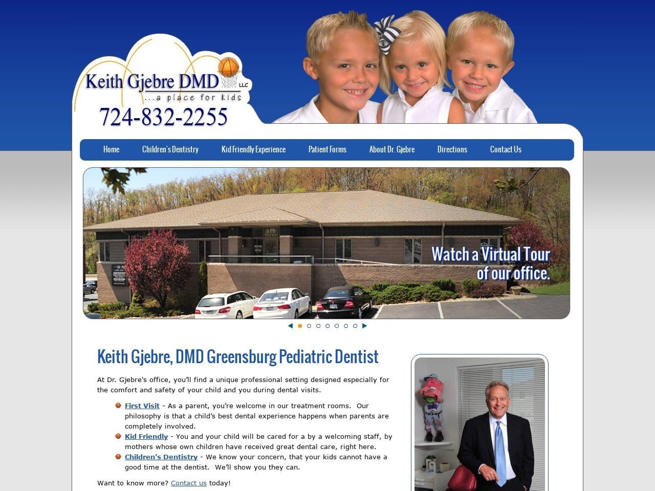 Gjebre Keith DDS Website Screenshot from kidsdent.com