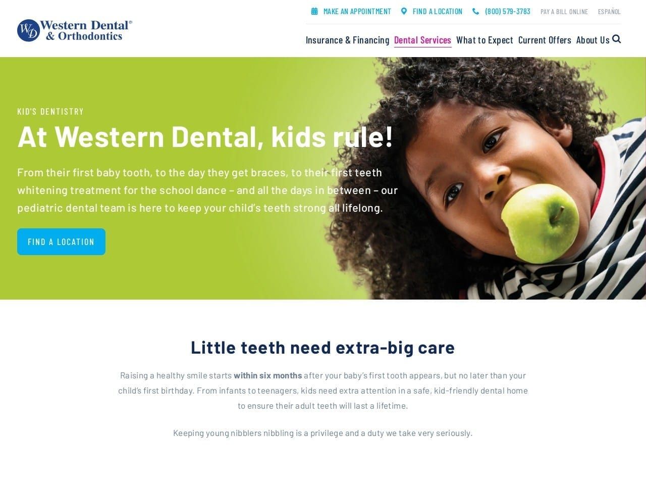 Kids Dental Kare Website Screenshot from kidsdentalkare.com
