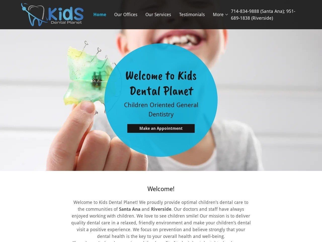 Kids Dental Planet Website Screenshot from kidsdentalplanet.com