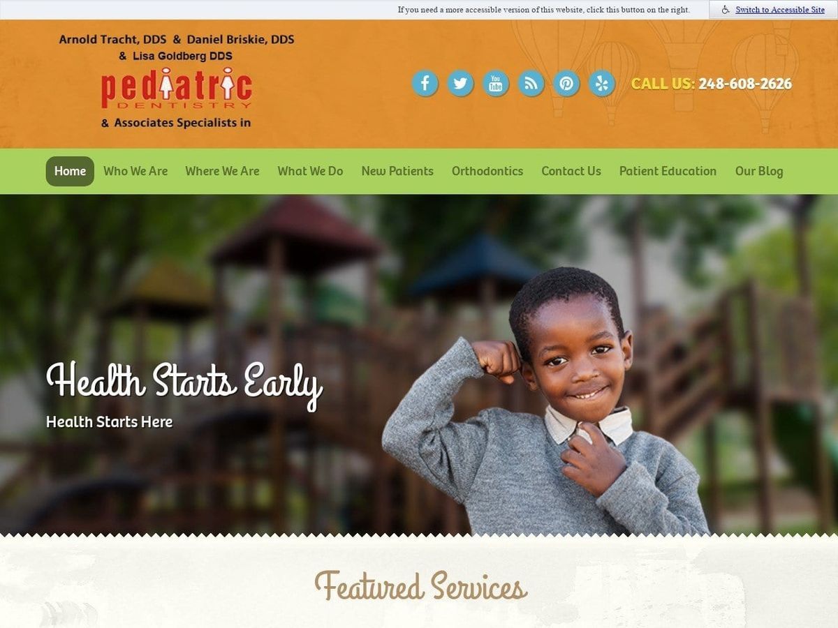Arnold Tracht Dentist Website Screenshot from kidsgrins.com
