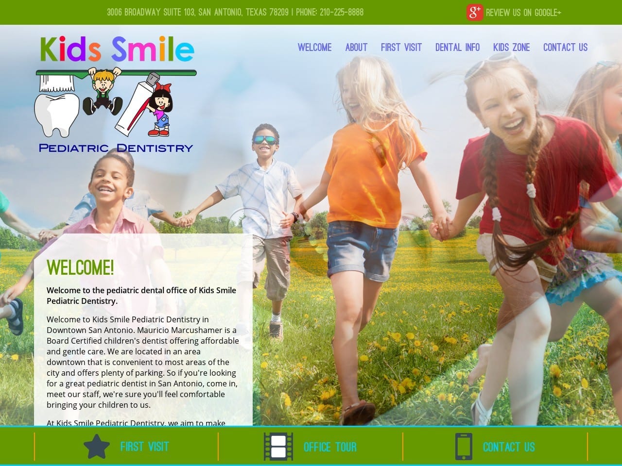 Kids Smile Pediatric Dentistry Dr. Mauricio Marcus Website Screenshot from kidssmile.com