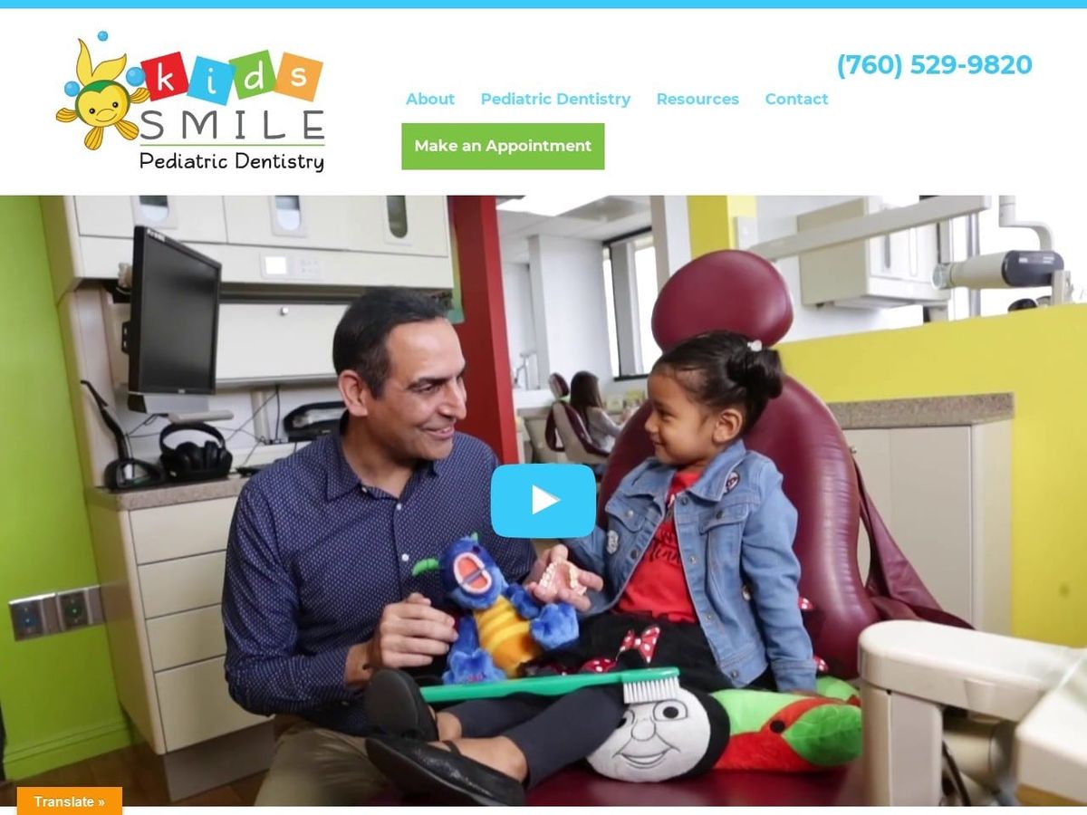 Kids Smile Pediatric Dentist Website Screenshot from kidssmiledentistry.com