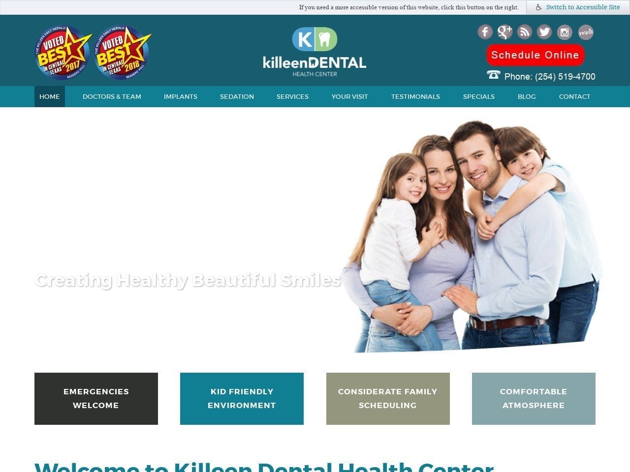 Killeen Dental Health Center Website Screenshot from killeendental.com