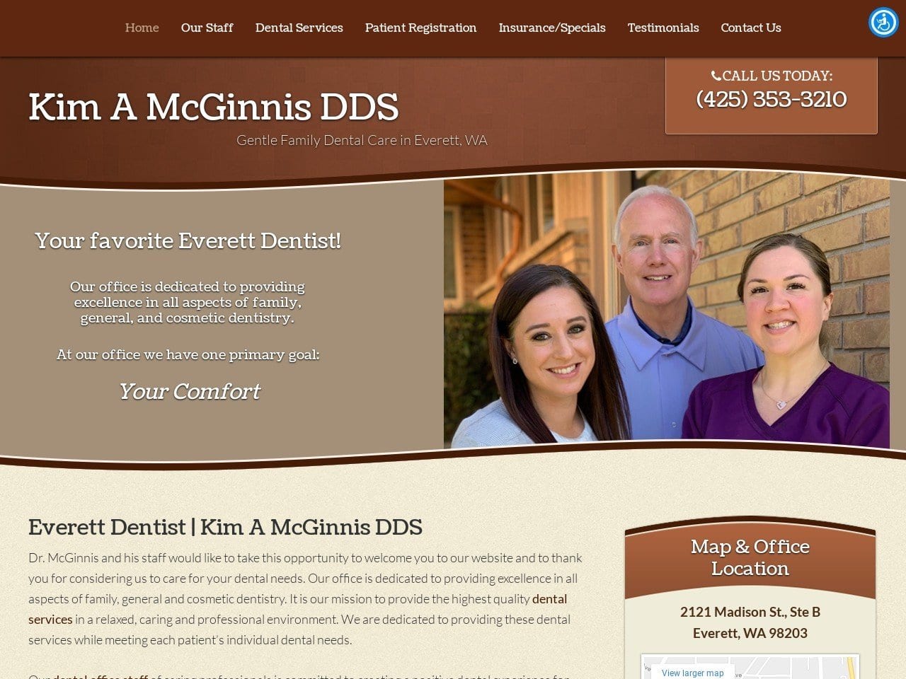 Kim A McGinnis DDS Website Screenshot from kimamcginnisdds.com