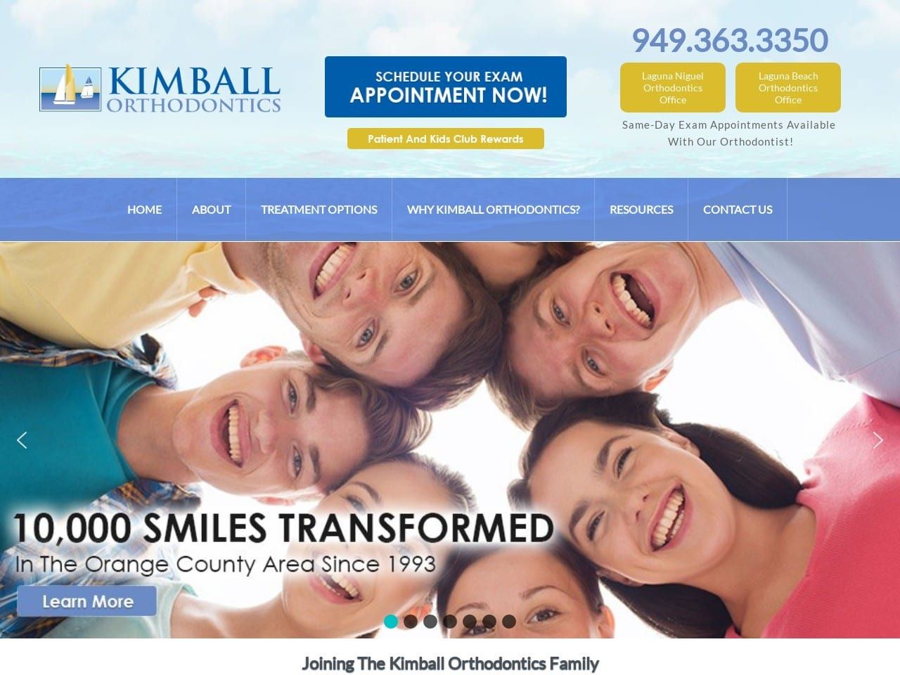 Kimball Orthodontics Laguna Beach Office Website Screenshot from kimballortho.com