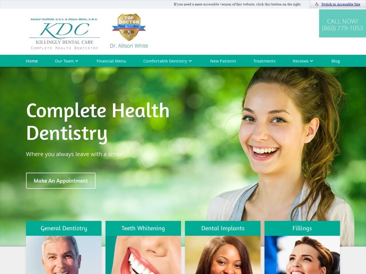 Dr. Kimbal C. Sheffield DDS Website Screenshot from kimbalsheffielddds.com