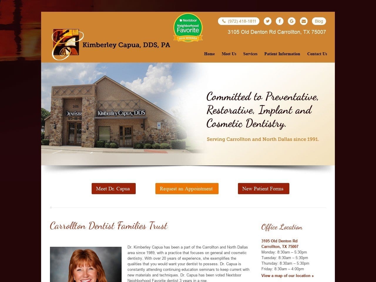 Kimberley Capua DDS PA Website Screenshot from kimberleycapuadds.com