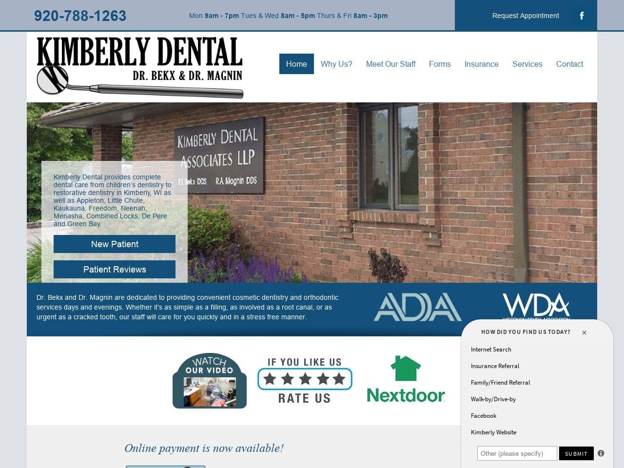 Kimberly Dental Associates Website Screenshot from kimberlydentalassociates.com