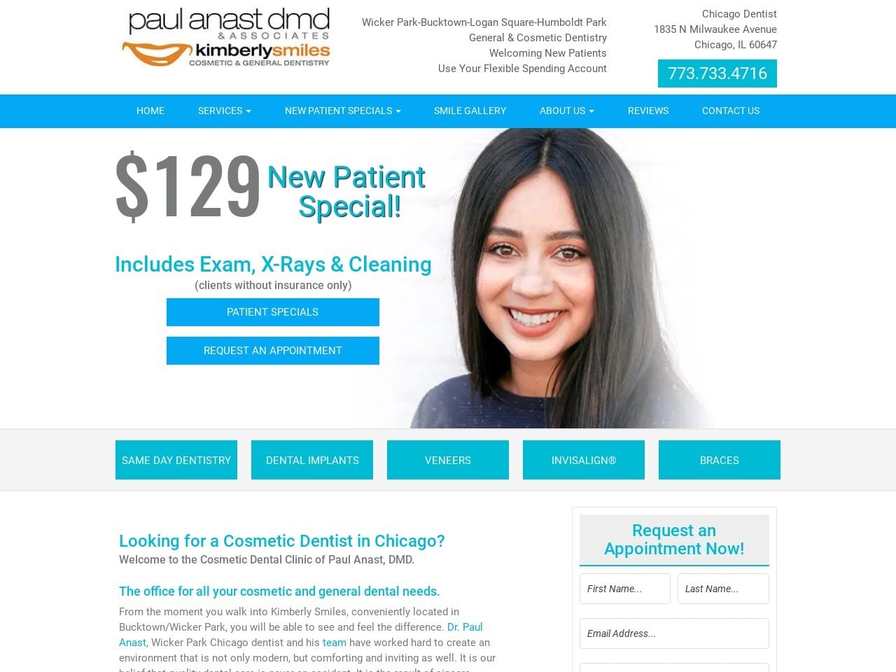 Kimberly Smiles Cosmetic Dentist Website Screenshot from kimberlysmiles.com