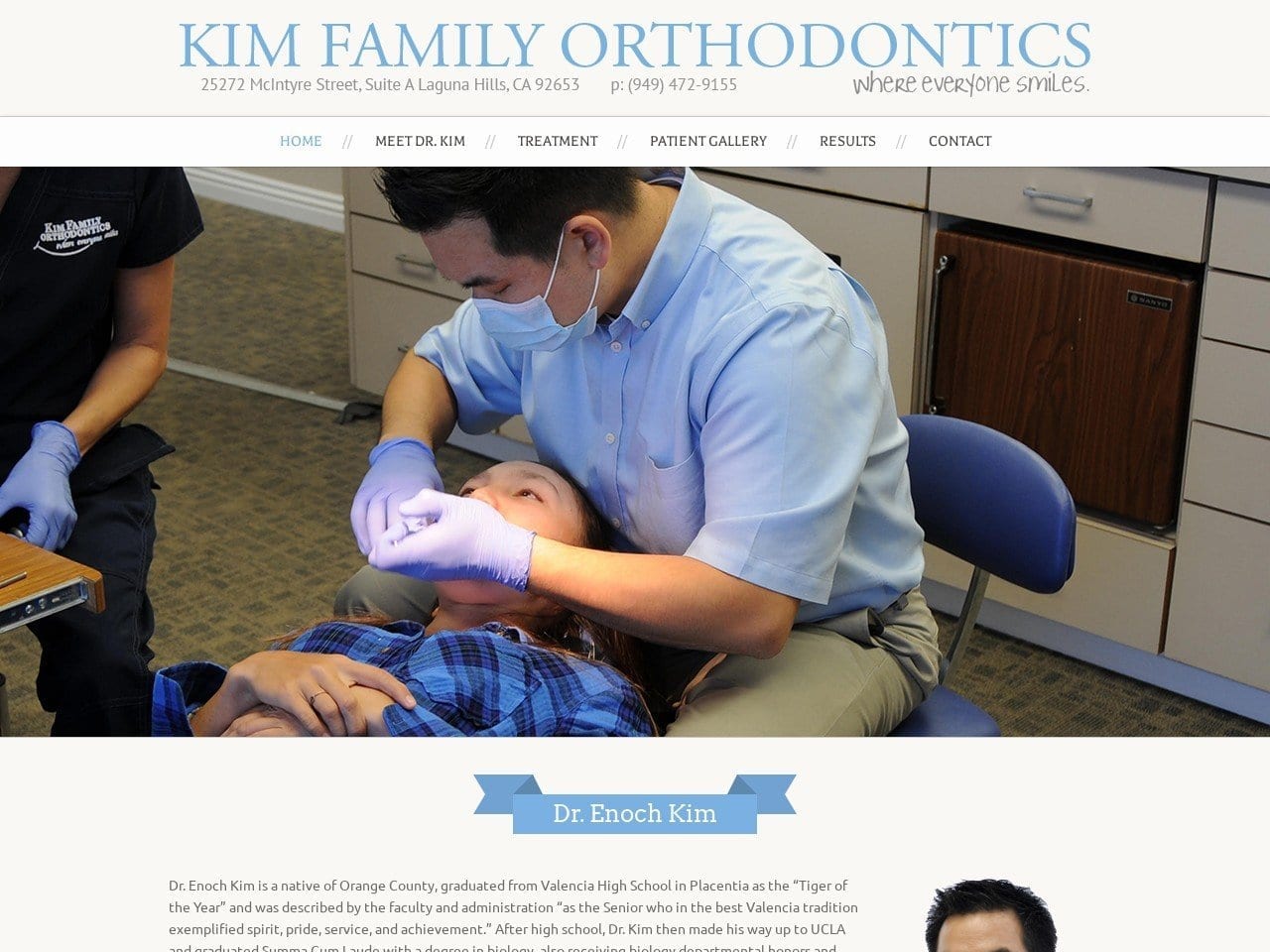 Kim Family Orthodontics Website Screenshot from kimfamilyortho.com