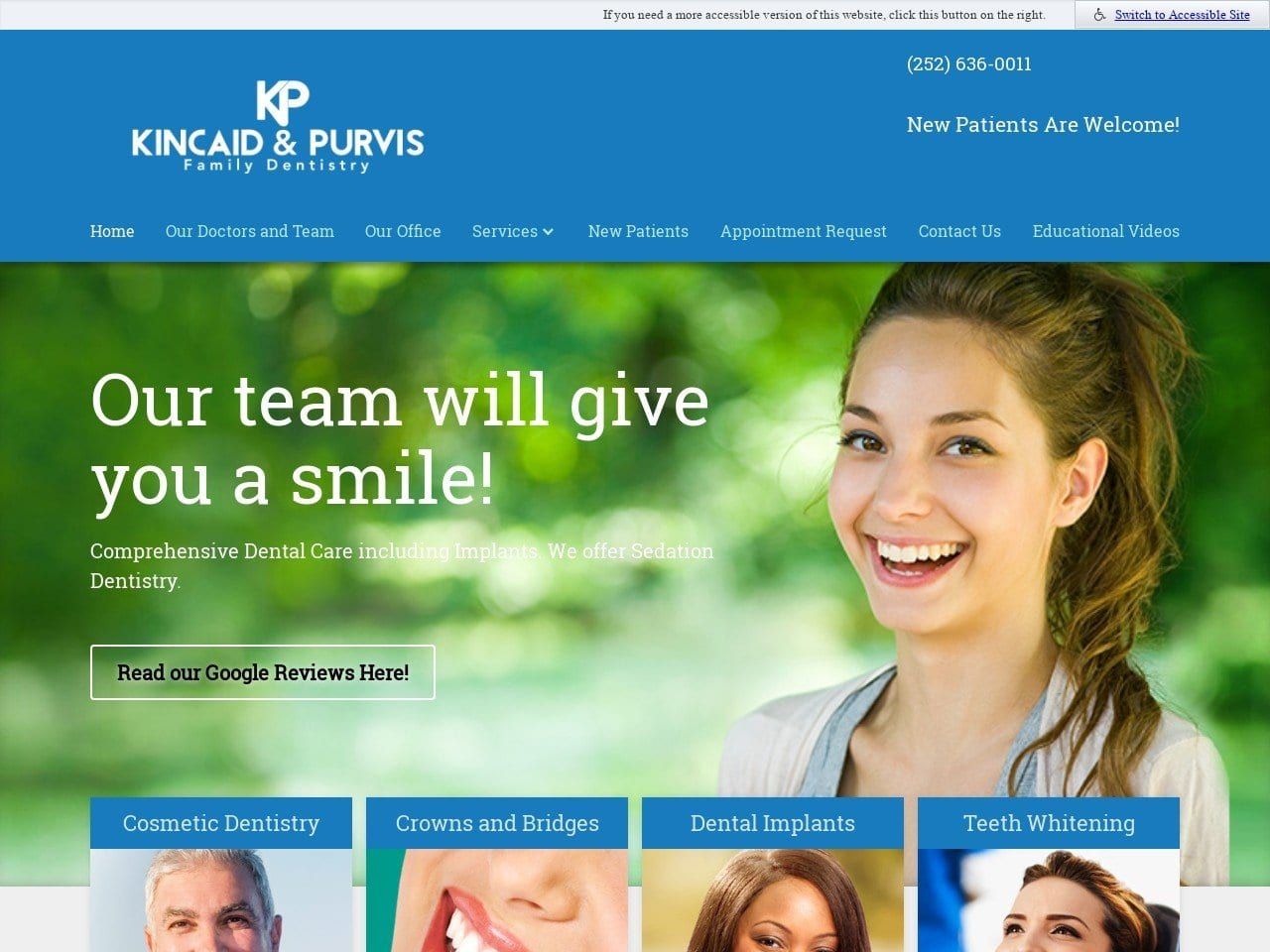 Kincaid Family Dentist Website Screenshot from kincaidfamilydentistry.com