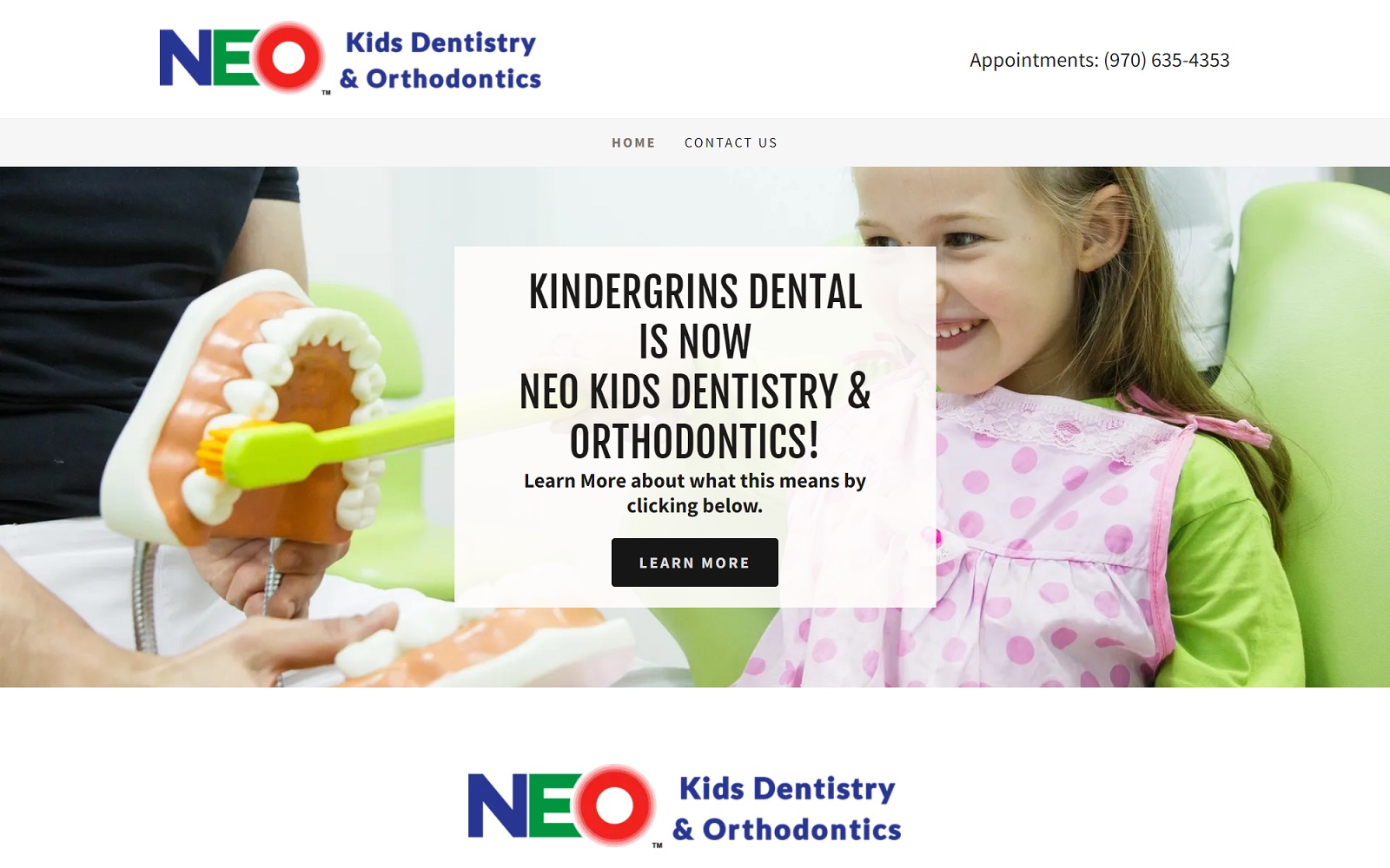 kindergrinsdental.com screenshot