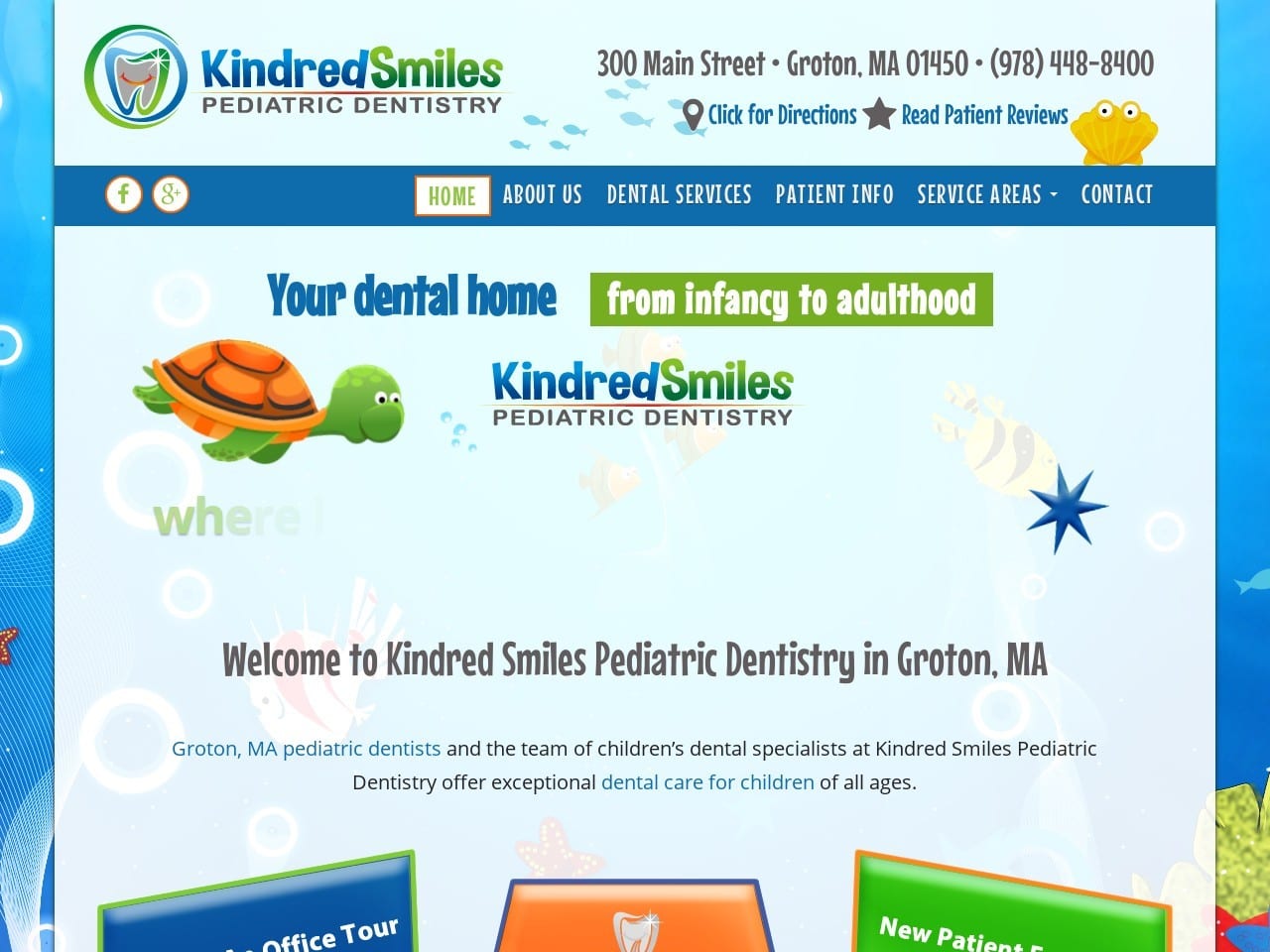 Kindred Smiles Pediatric Dentistry Website Screenshot from kindredsmiles.com