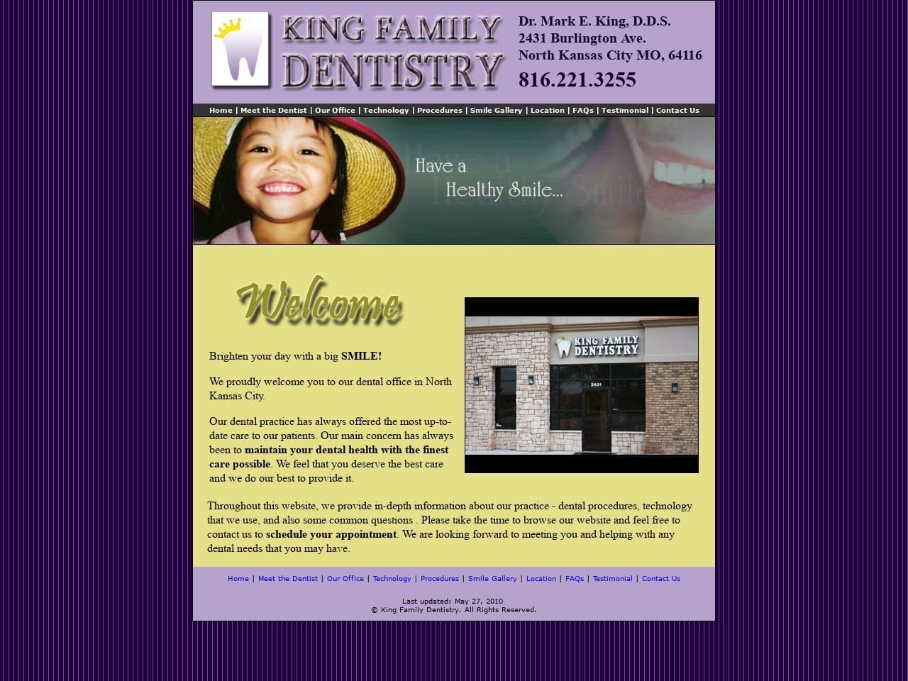 King Family Dentist Website Screenshot from kingfamilydentistry.com