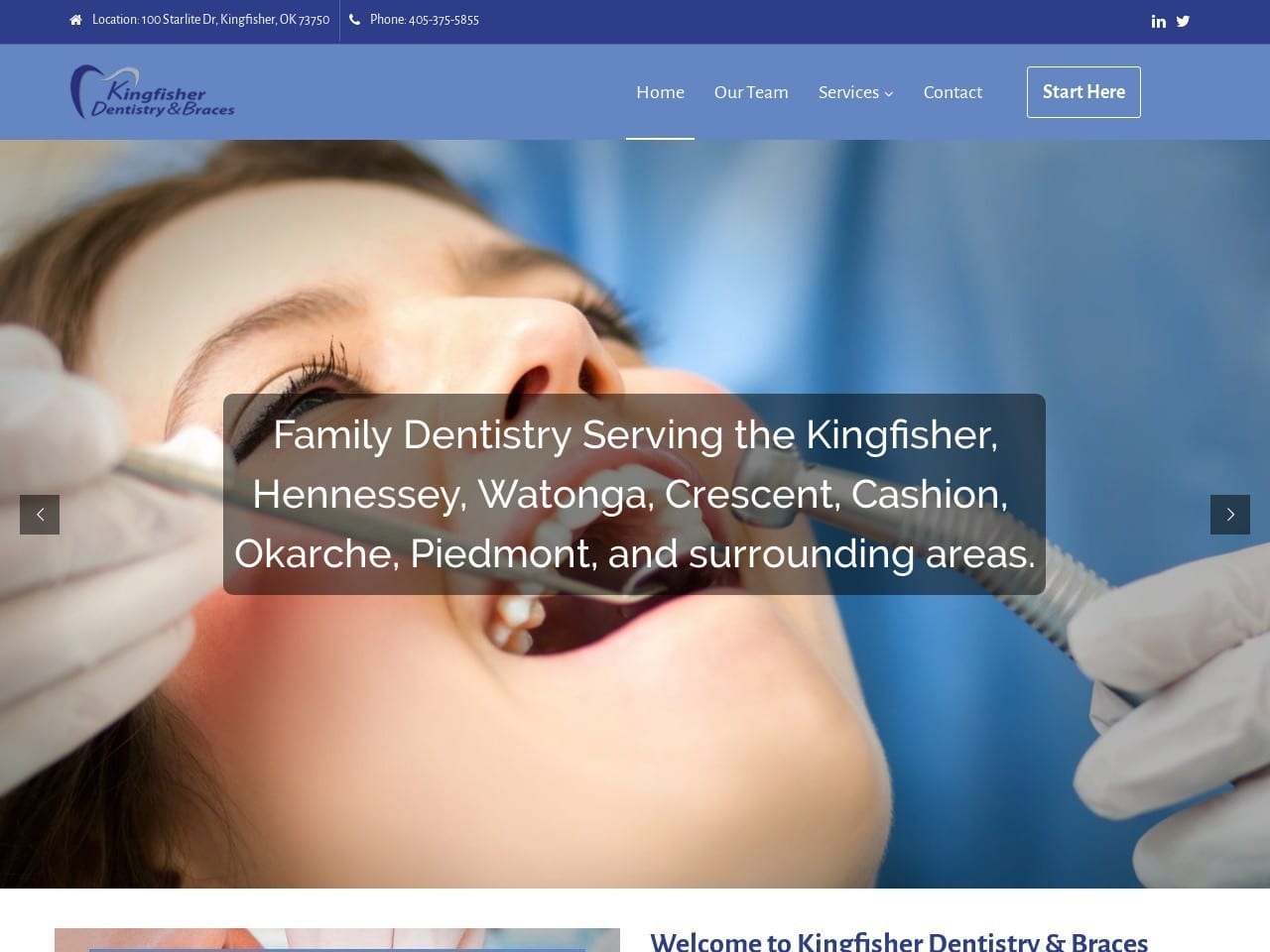 Custom Dental of Kingfisher Website Screenshot from kingfisherdental.com