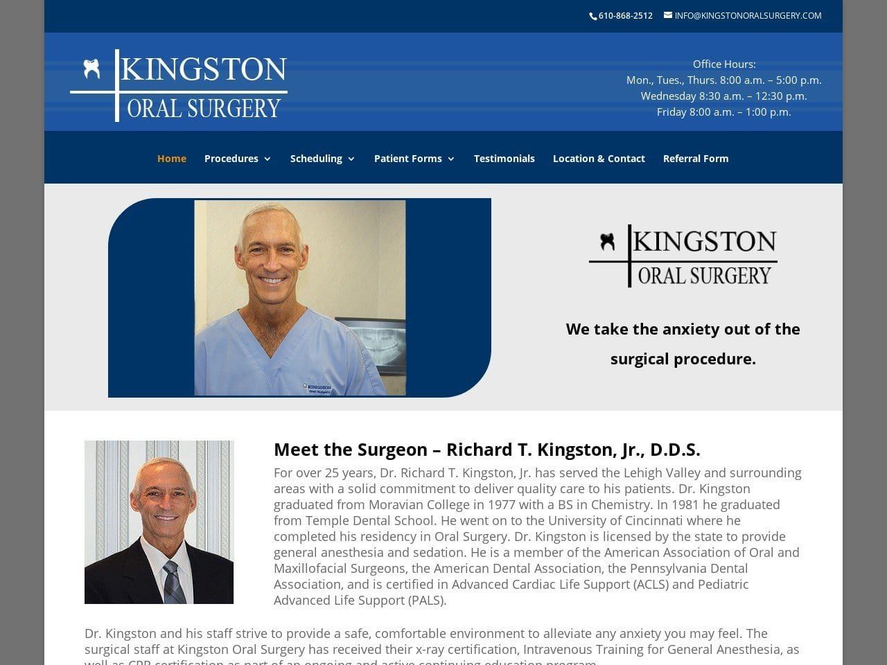 Richard Kingston Jr. D.D.S. Website Screenshot from kingstonoralsurgery.com
