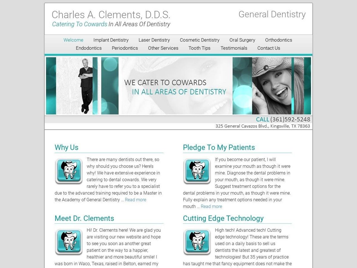 Charles A. Clements DDS Website Screenshot from kingsvilledentist.com