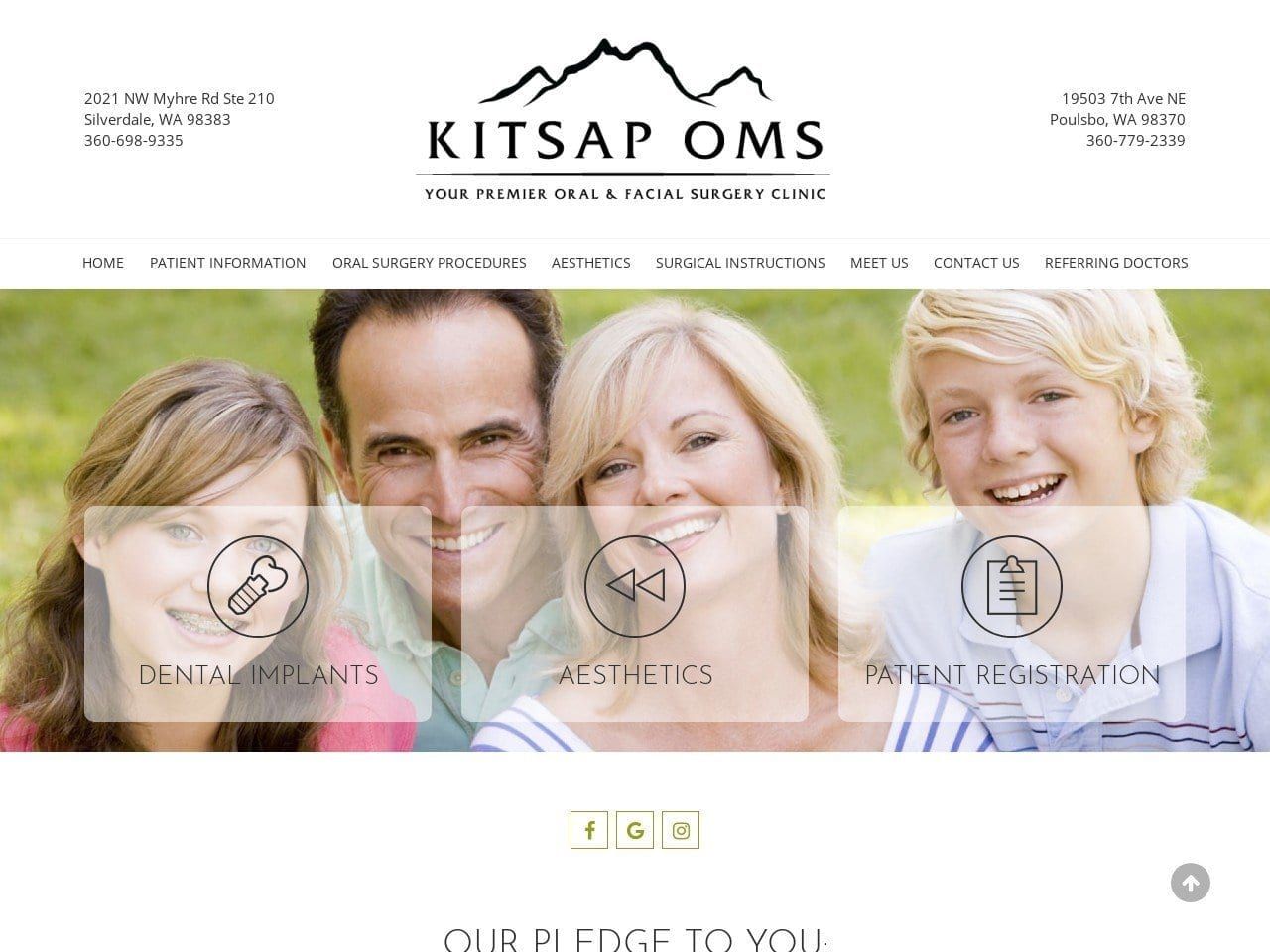 Oral Surgery Dentist Website Screenshot from kitsapoms.com