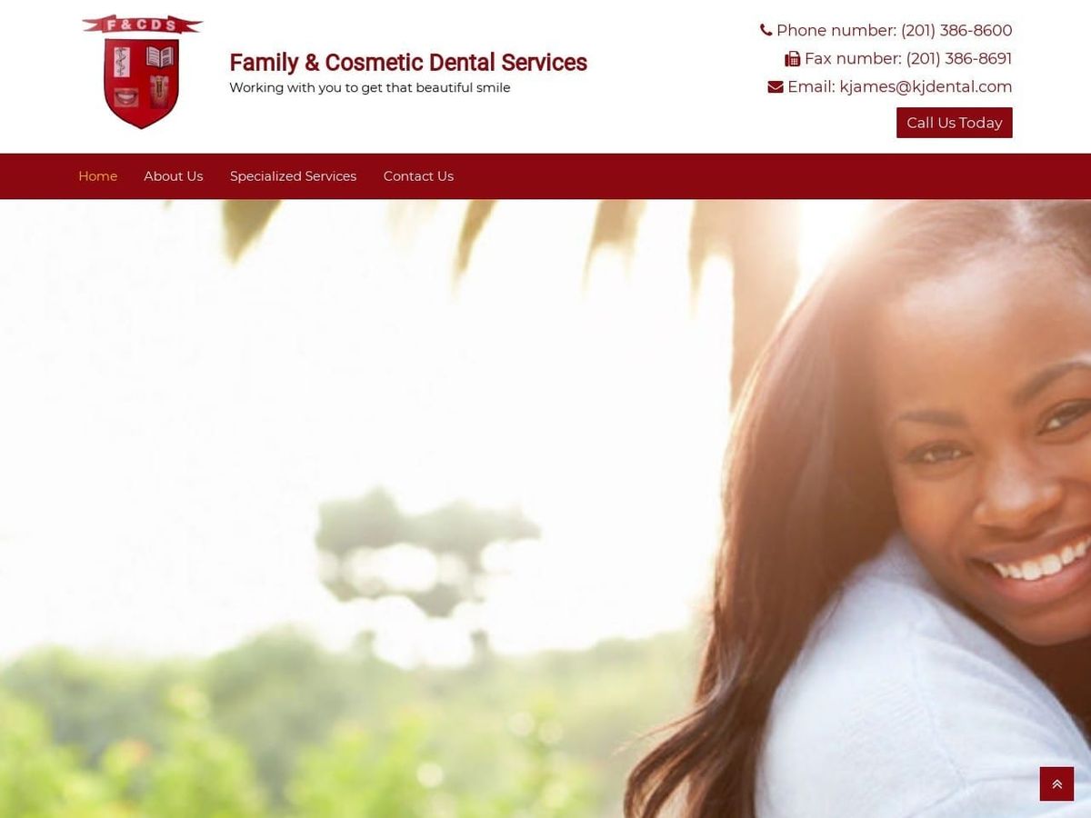 Family & Cosmetic Dental Services Website Screenshot from kjdental.com