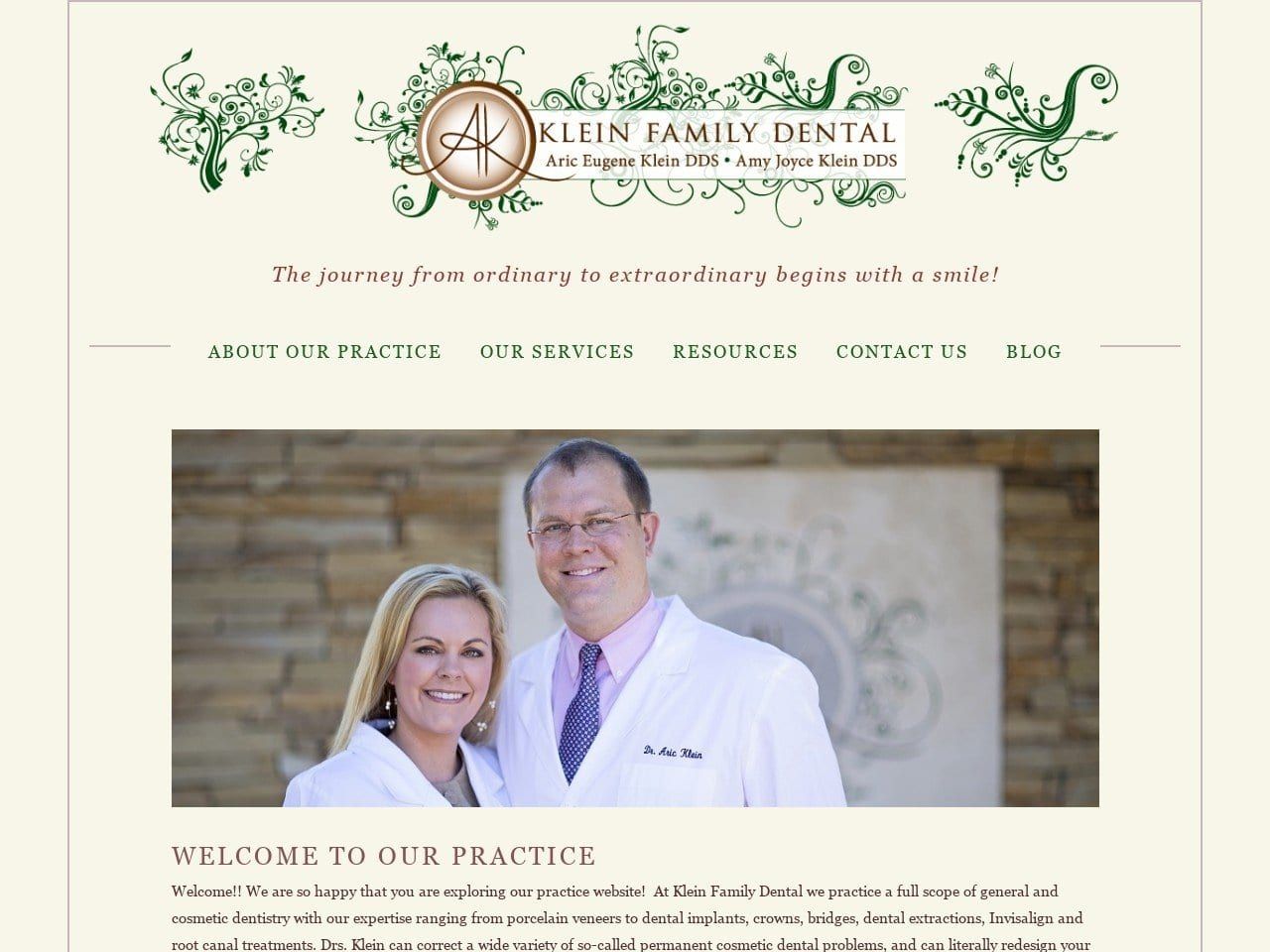 Klein Family Dental Website Screenshot from kleinfamilydental.com