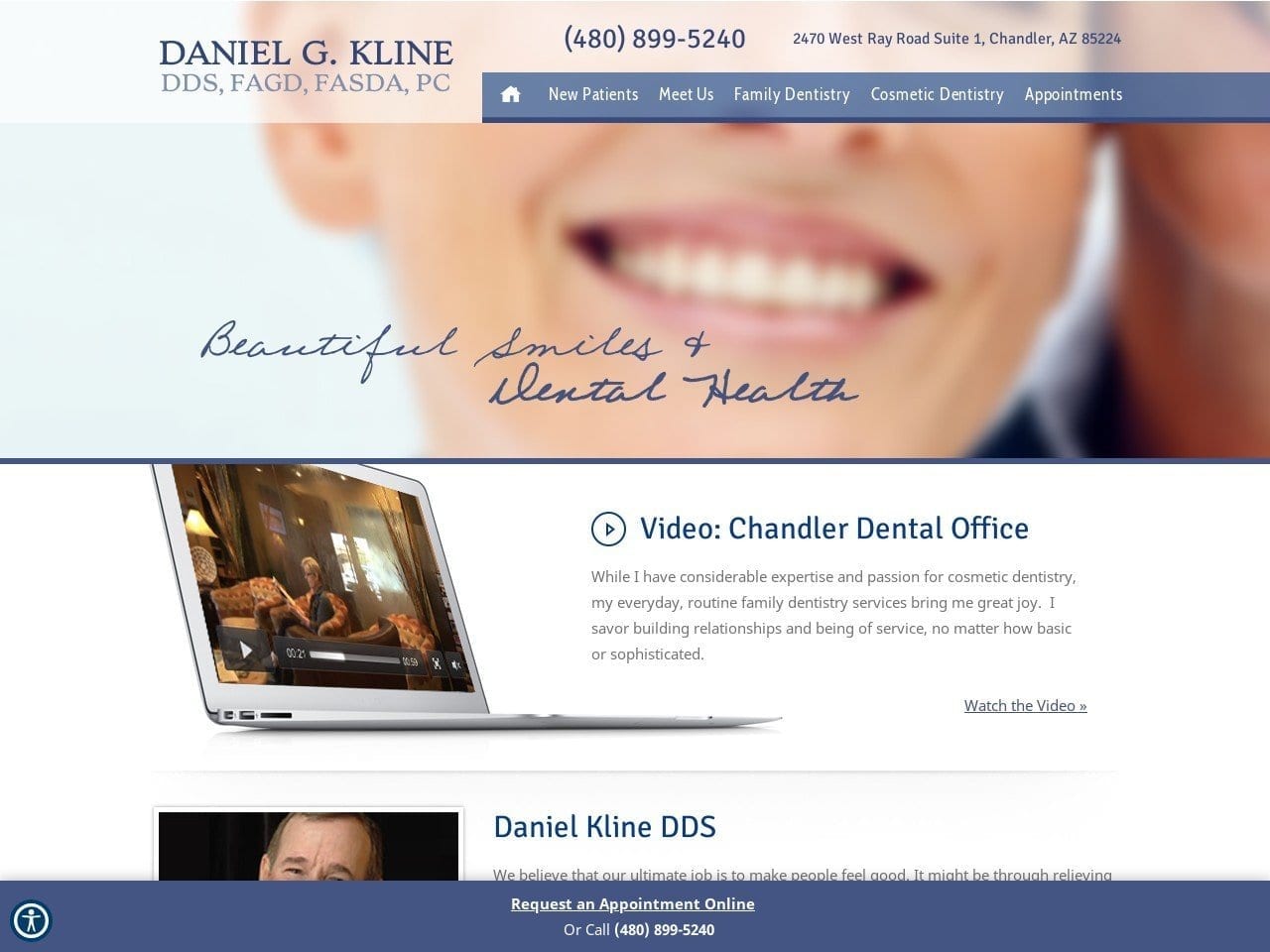 Daniel G. Kline DDS Chandler Dentist Website Screenshot from klinedentistry.com