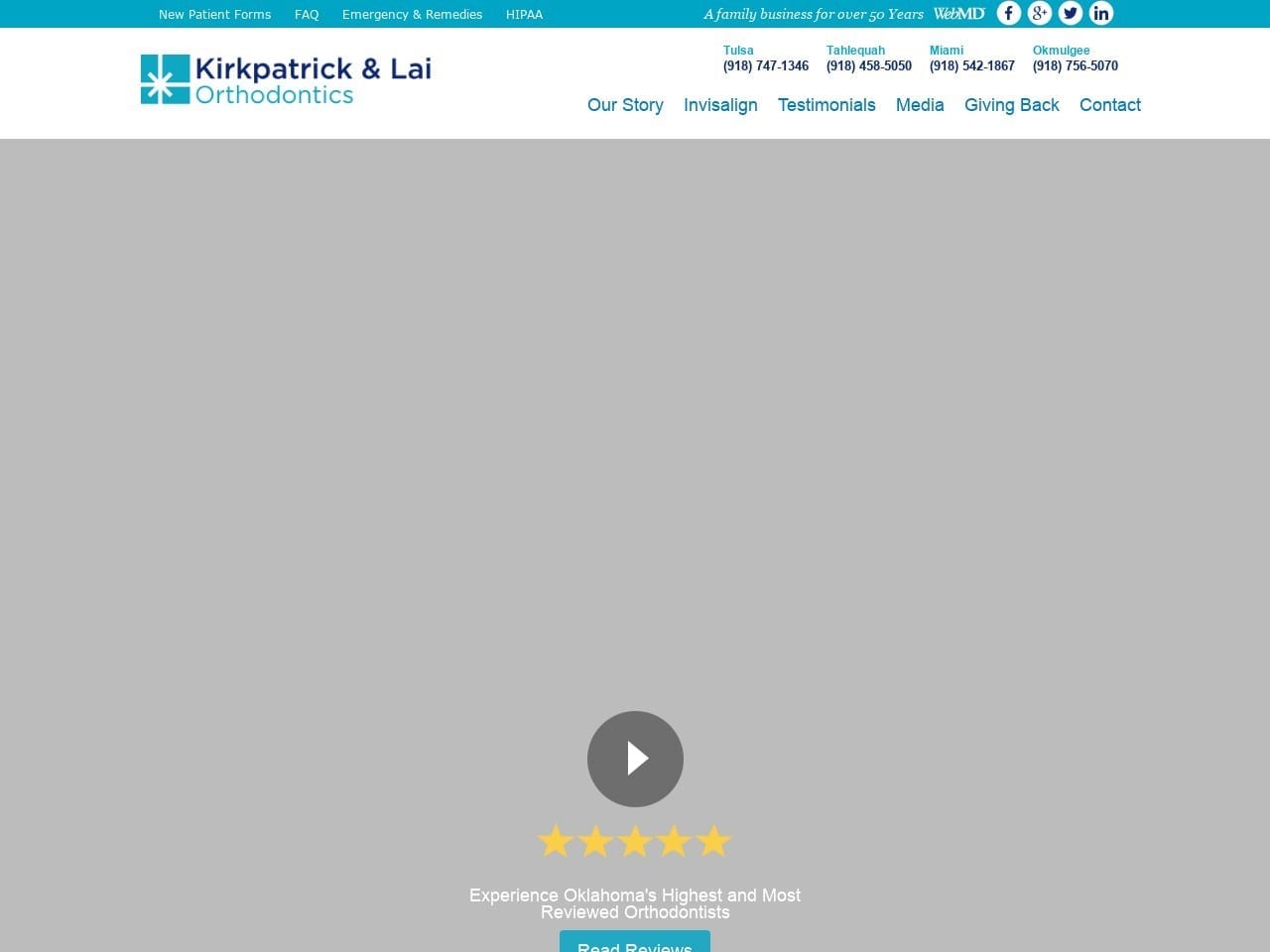 Kirkpatrick & Lai Orthodontics Website Screenshot from klortho.com