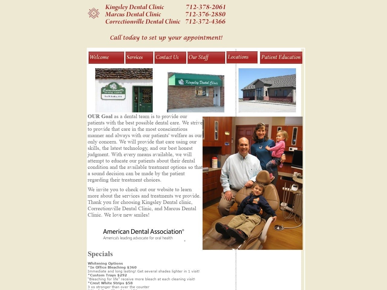 Marcus Dental Clinic Website Screenshot from koellingdental.com