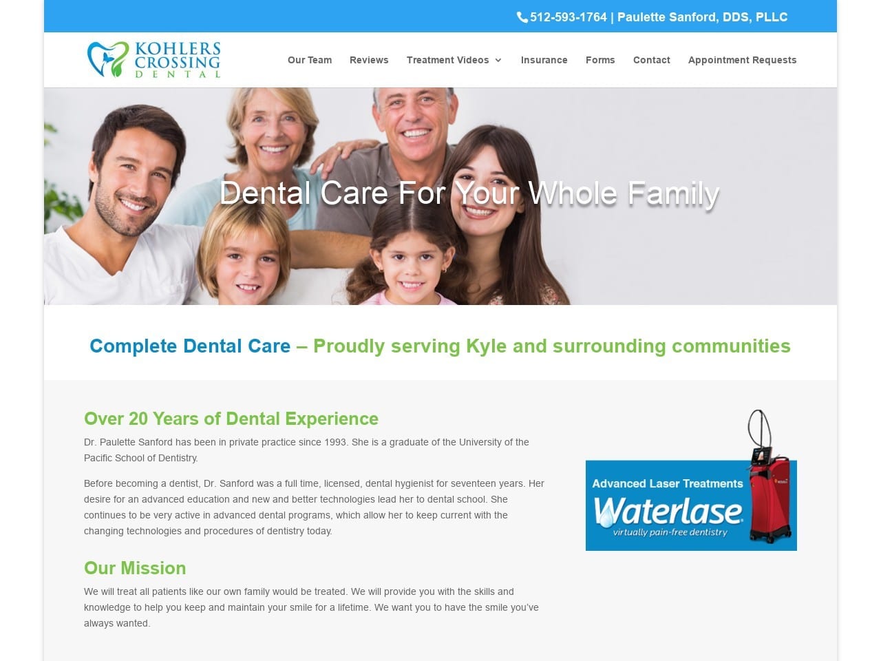 Kohlers Crossing Dental Website Screenshot from kohlerscrossingdental.com