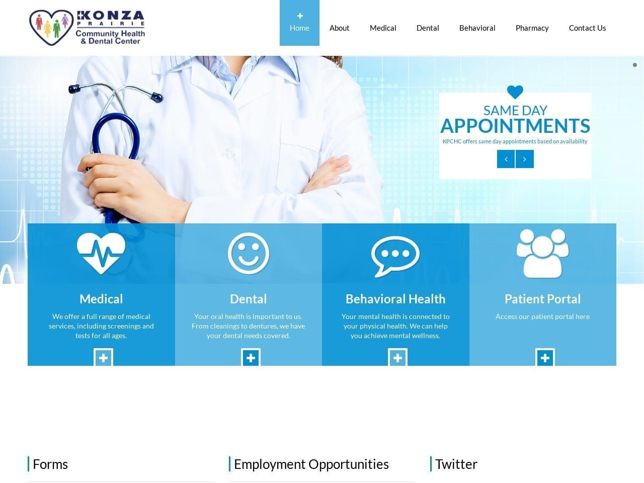 Konza Prairie Community Health Center Website Screenshot from konzaprairiechc.com